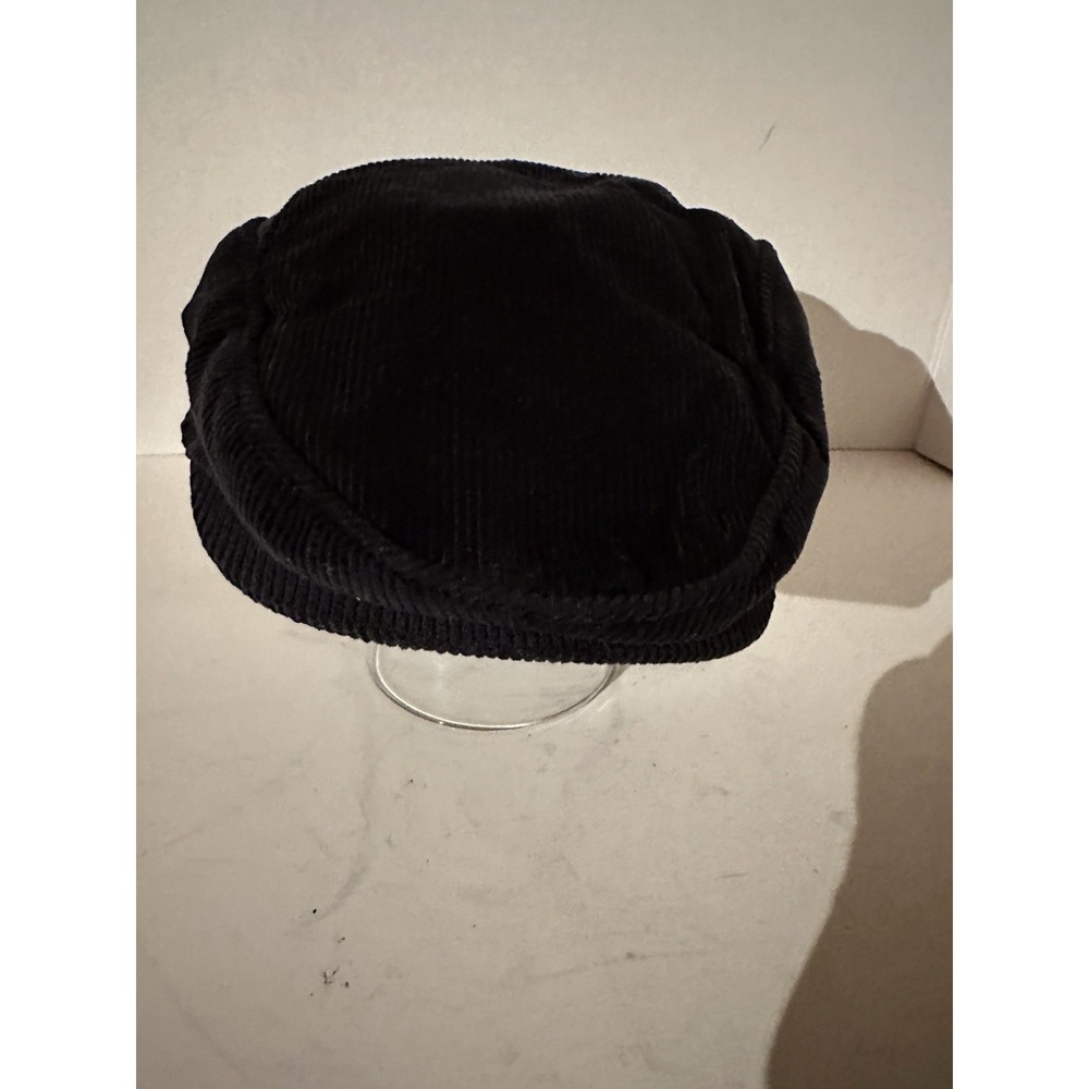 Carter's 3-9 Month Newsboy Flat Cap Corduroy Hat Black Cinch Back EC